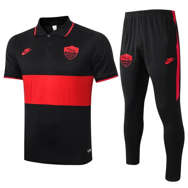 Replicas Polo AS Roma Conjunto Completo 2019/20 Negro Rojo